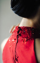 Modern Bridal Qipao Halter Long Gown | Sleeveless Shoulder-Baring