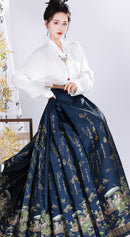 Spring Brocade Ming-Style Mamianqun Set | Traditonal High Waist Daily Long Skirt