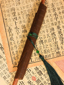 Bamboo-Inspired Handcrafted Round Fan with Elegant Green Tassel