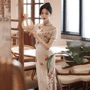 Elegant Floral Embroidered Qipao Dress – Traditional Chinese Cheongsam for Hanfu Styling