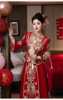 新款中式无袖旗袍新娘结婚晨袍