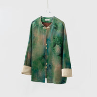 Silk Mandarin Collar Top with Floral Design, Chinese Silk Top for Women