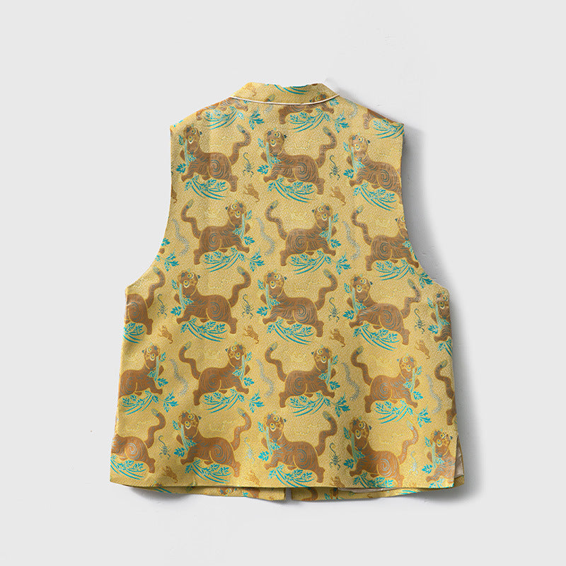 Silk Vest with Playful Animal Print – Luxury Traditional Chinese Design