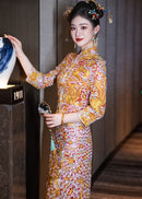 Winter Longfeng Gua Bridal Outfit | Heavy-Embroidery Xiuhe Two-Piece