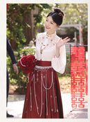 Winter Bridal Embroidered Hanfu Set | Wedding Mamianqun Set with Waist Chain