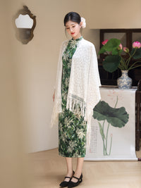 Vintage Green Sleeveless Qipao Long Dress