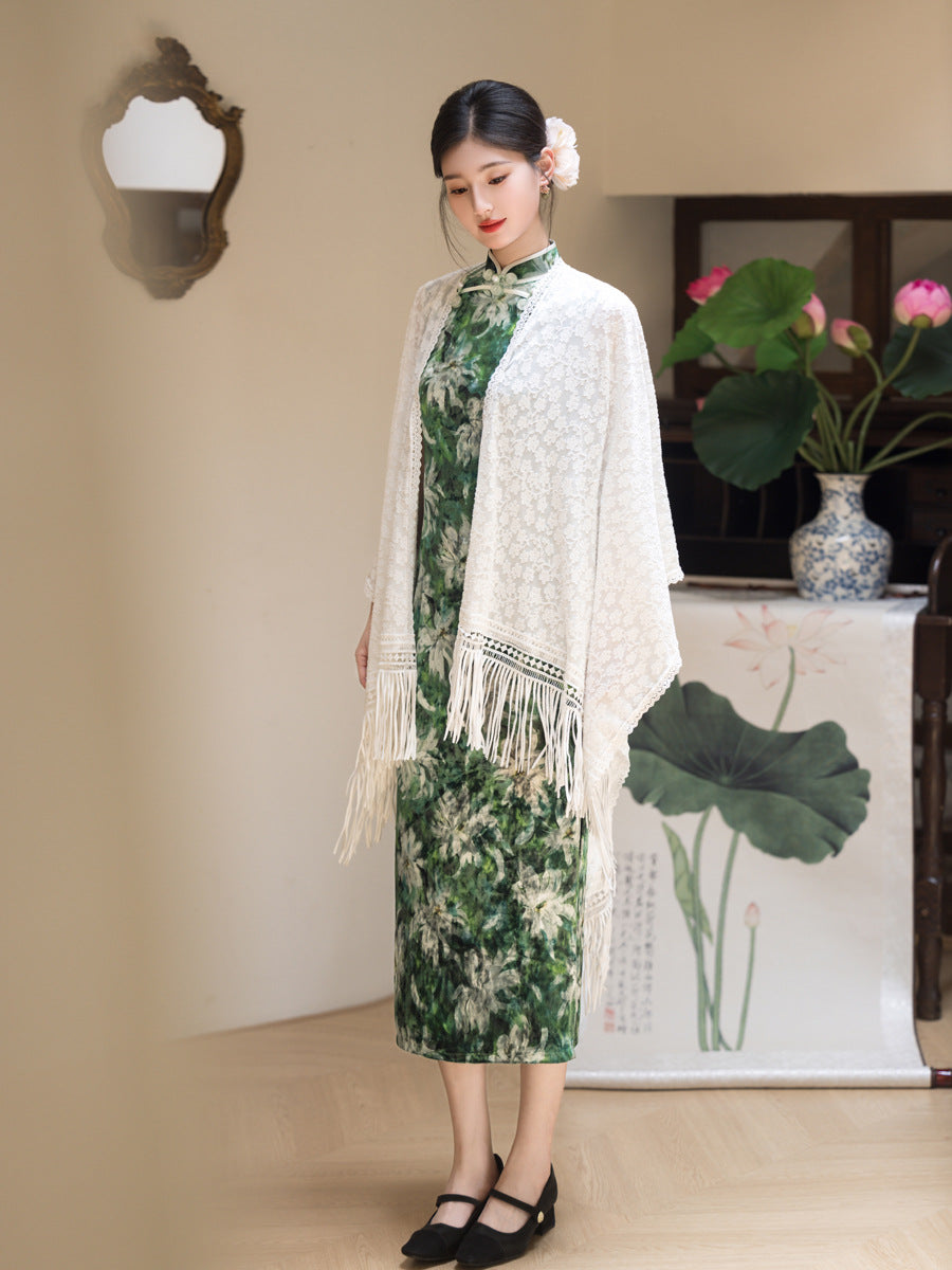 Vintage Green Sleeveless Qipao Long Dress