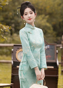 Jacquard Bamboo Long Sleeve Winter Qipao | Elegant Daily Wear