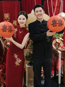 New Chinese Bamboo Embroidery Couple Outfit | Zhongshan & Cheongsam