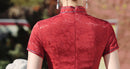Spring Vintage Jacquard Qipao | Chinese Slim Elegant Short Sleeve Dress