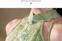 Cool-Green Modern Chinese Qipao | Sleeveless Mandarin Maxi Dress