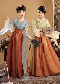Tang Beizi & Round-Collar Hanfu Set | Eight-Panel Qiyao Ruqun