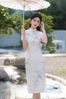 Elegant Floral and Bird Embroidered Qipao