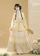 Ming-Style Stand-Collar Embroidered Patch Top & Mamian Skirt Set | Osmanthus Bunny Motif Elegant Hanfu