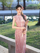 Velvet Mandarin Collar Qipao | Elegant Vintage Banquet Dress