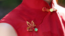 Scarlet Jacquard Qipao | Sleeveless Slim Mandarin Midi