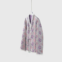 Silk Kimono Jacket with Fur Trim - Traditional Chinese Style Robe
