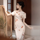 Elegant Floral Embroidered Qipao Dress – Traditional Chinese Cheongsam for Hanfu Styling