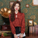 Elegant Floral Silk Blouse with Tie Neck Design