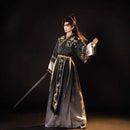 Traditional Black Hanfu for Men – Martial Arts Inspired Robe with Sword Belt