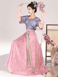 优雅刺绣汉服裙和上衣套装 - 中国传统女性服饰