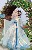 Traditional Chinese Hanfu Dress with Butterfly Embroidery and Flowing Layers