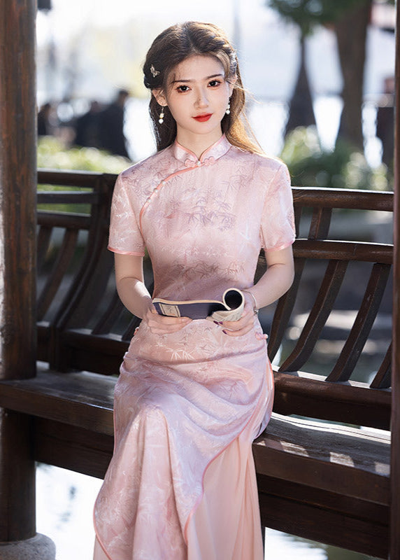 New Chinese Style Jacquard Pleated Long Dress