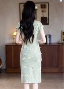 Spring Retro Qipao | Elegant Mandarin Collar Slim Split Dress