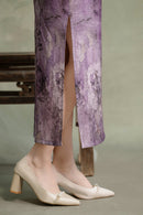 Purple Floral Sleeveless Slim Long Qipao Dress | Mandarin Collar Frog Button Bodycon Side Slit Wedding Banquet Party Gown