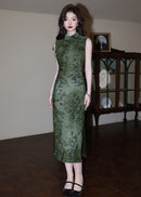 Modern Sleeveless Long Qipao | Mandarin Slim Fit With Side Slit