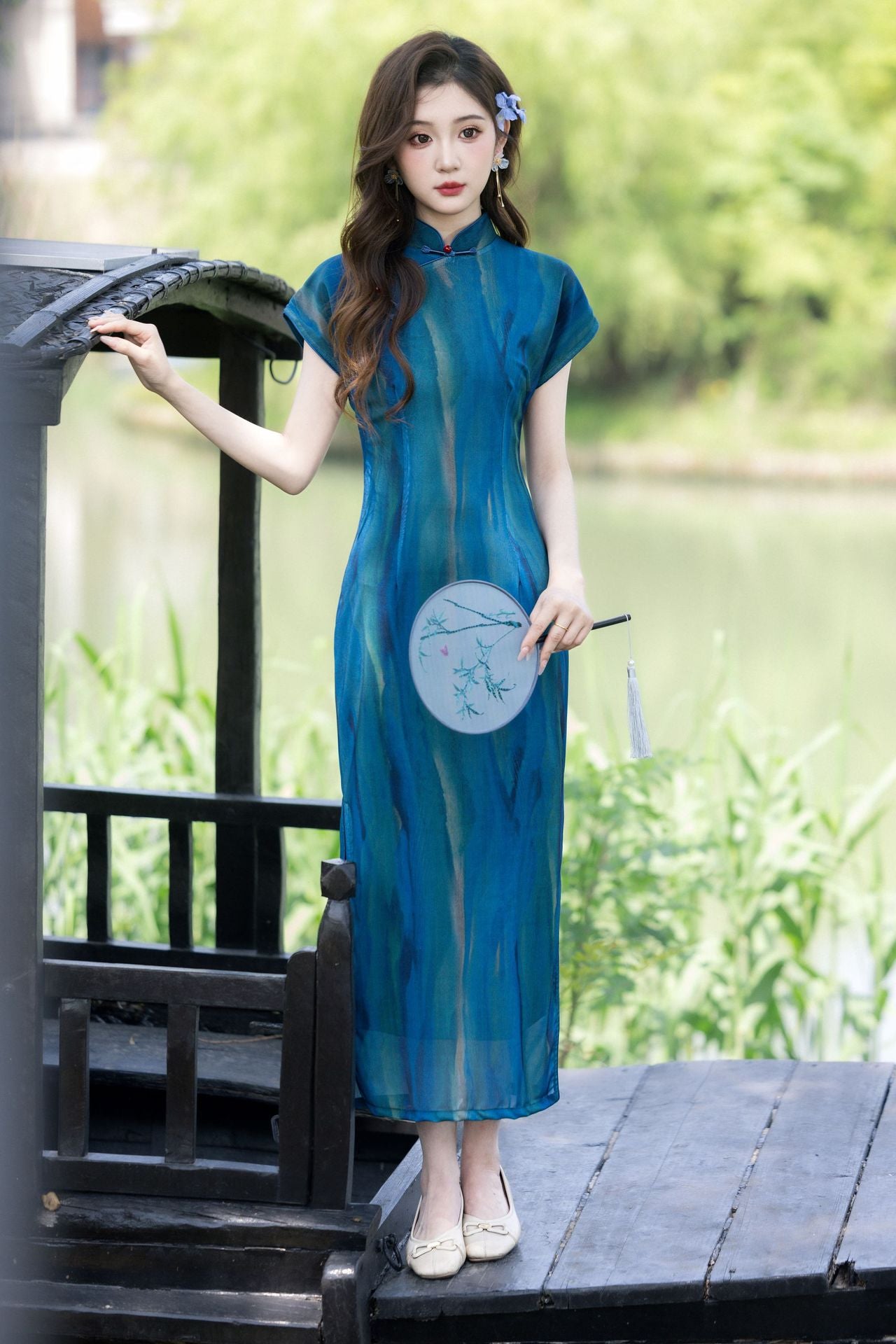 优雅中国风女式花卉旗袍