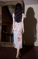 Vintage Qipao Dress | Chinese Slim-fit Mandarin Collar Floral Design