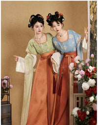 Tang Beizi & Round-Collar Hanfu Set | Eight-Panel Qiyao Ruqun