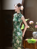 Vintage Green Sleeveless Qipao Long Dress