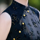 Sleeveless Stretch Jacquard Qipao | Slim Summer Cheongsam