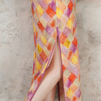 Fashionable Plaid Embroidery Improved Qipao | Colorful Plaid Mandarin Collar Slim Fit Dress