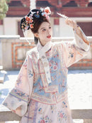 Elegant Traditional Hanfu - Floral Embroidered Robe with Colorful Detailing, Women's Hanfu Costume