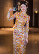 Winter Longfeng Gua Bridal Outfit | Heavy-Embroidery Xiuhe Two-Piece