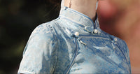 Spring Vintage Jacquard Qipao | Chinese Slim Elegant Short Sleeve Dress