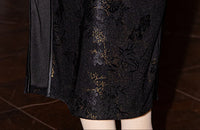 Black Gold Lace Embroidered Vintage Qipao Dress | High Waist Slim Fit Design