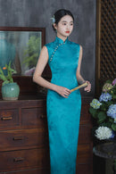 Elegant Chinese Cheongsam Dress with Pearl Buttons – Vintage Silk Qipao