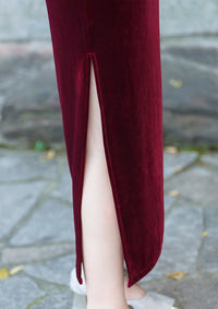 Spring Red Short-Sleeve Modern Qipao Maxi | Elegant Mother Dress