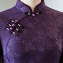 Purple Long-Sleeve Qipao for Mothers