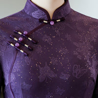 Purple Long-Sleeve Qipao for Mothers