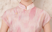Half-Overlap Long Qipao | Cap-Sleeve Slim Mandarin Dress