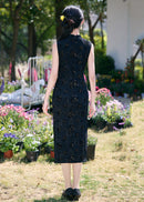 Sleeveless Stretch Jacquard Qipao | Slim Summer Cheongsam