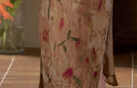 Classic Shanghai Qipao | Summer Cap-Sleeve Mandarin Maxi with Ink Floral