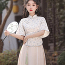 Elegant Floral Hanfu-Inspired Two-Piece Dress with Flowing Skirt