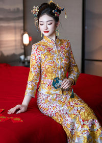 Winter Longfeng Gua Bridal Outfit | Heavy-Embroidery Xiuhe Two-Piece