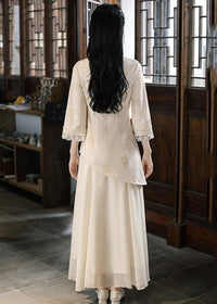 Modern Chinese Long-Sleeve Cinched Dress